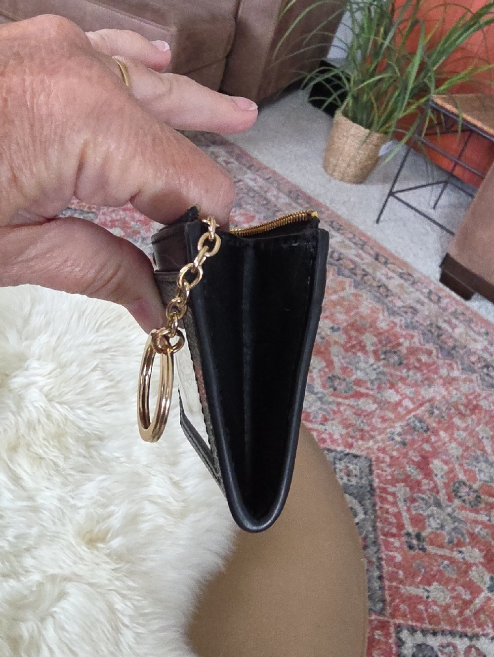 Coach Black Leather Pink Lips Mini Skinny ID Wallet & Key Ring 🖤💋🩷 - Picture 9 of 15